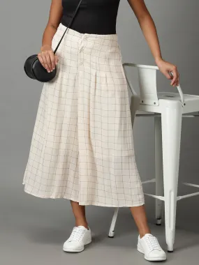 Women's Cream Checked Culottes