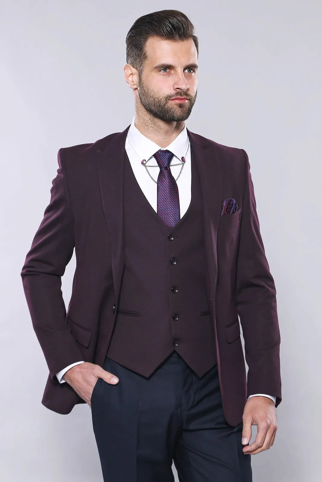 15432 Burgundy Vest and Blazer Set