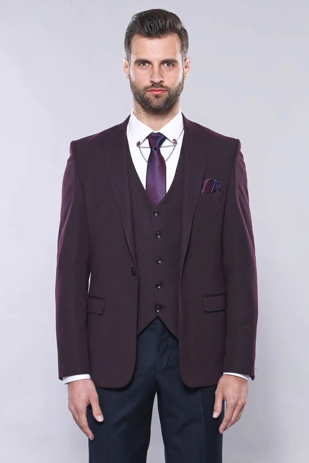 15432 Burgundy Vest and Blazer Set