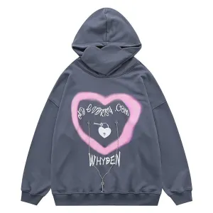 1984 Cute Hoodie Pink Heart Print