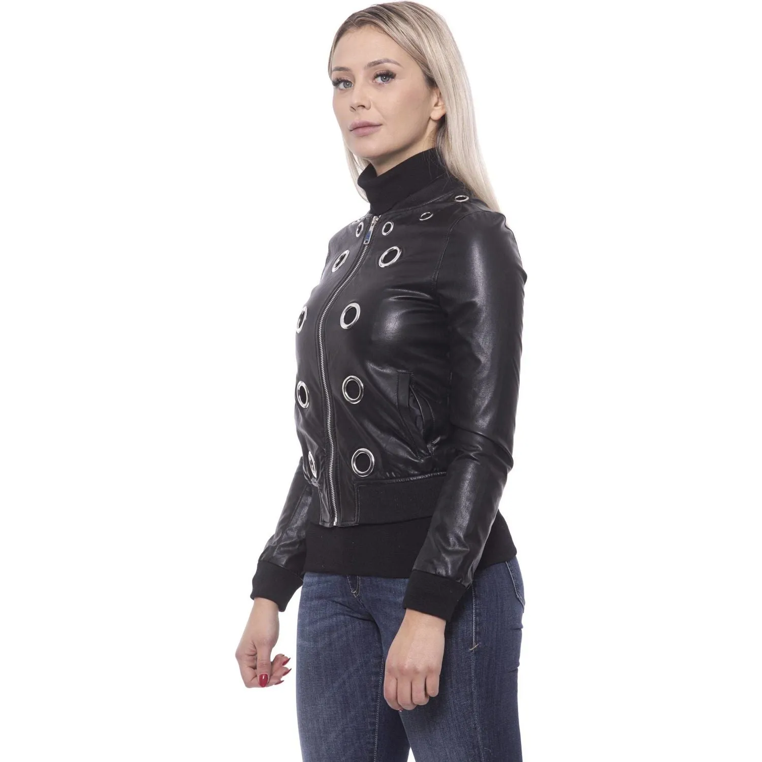 19V69 Italia Chic Eco-Leather Studded Slim Jacket