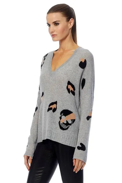 360 Cashmere - Heidi Sweater in Steel/Maple Sugar/Black