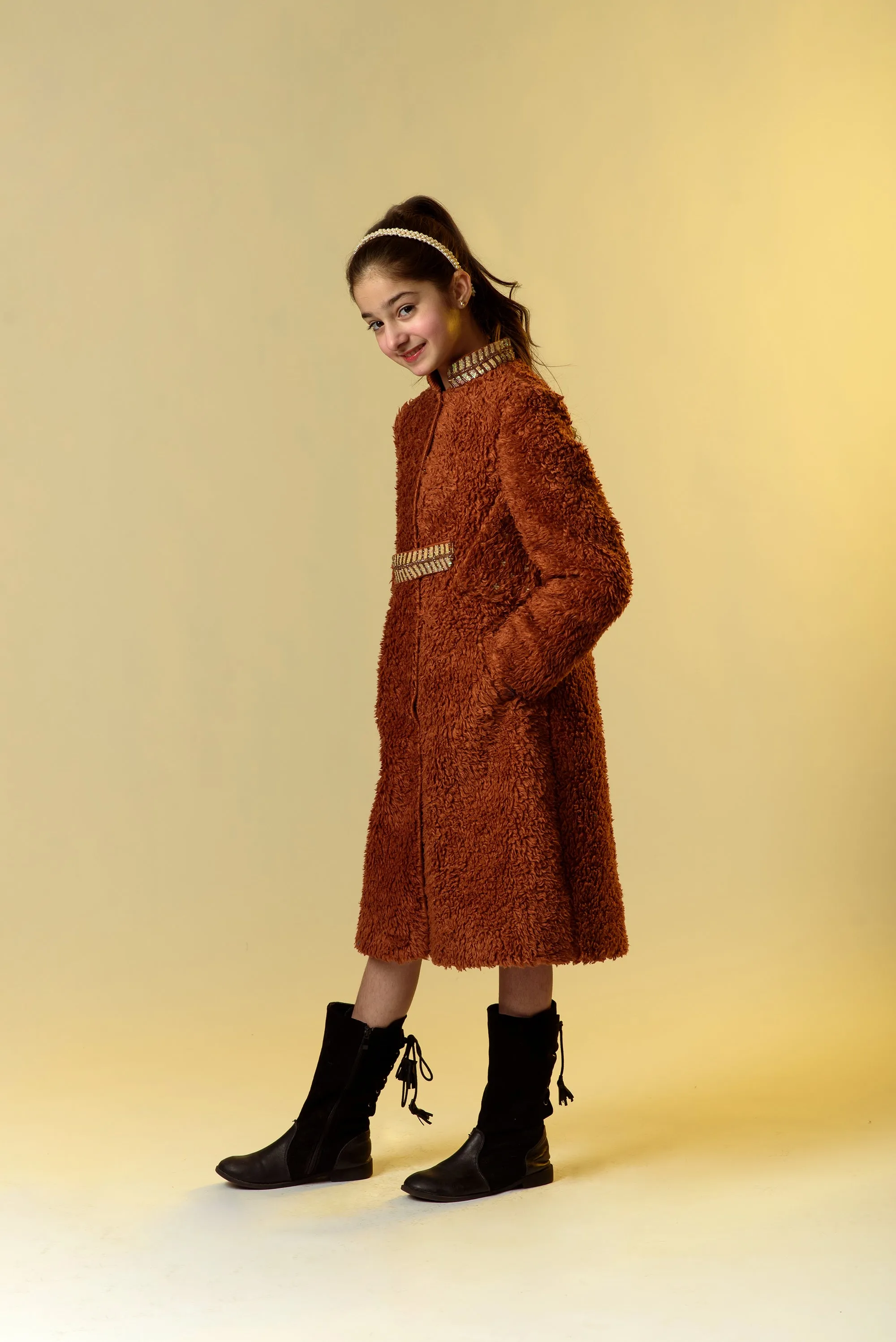 A day in the Woods- Embroidered Organic Sherpa Coat For Girls