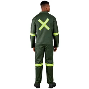 Acid Resistant Polycotton Conti Suit - Reflective Arm, Legs & Back - Yellow Tape