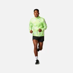 Adidas Own The Run Allover Print Men's Running Jacket - White/Lucid Lemon