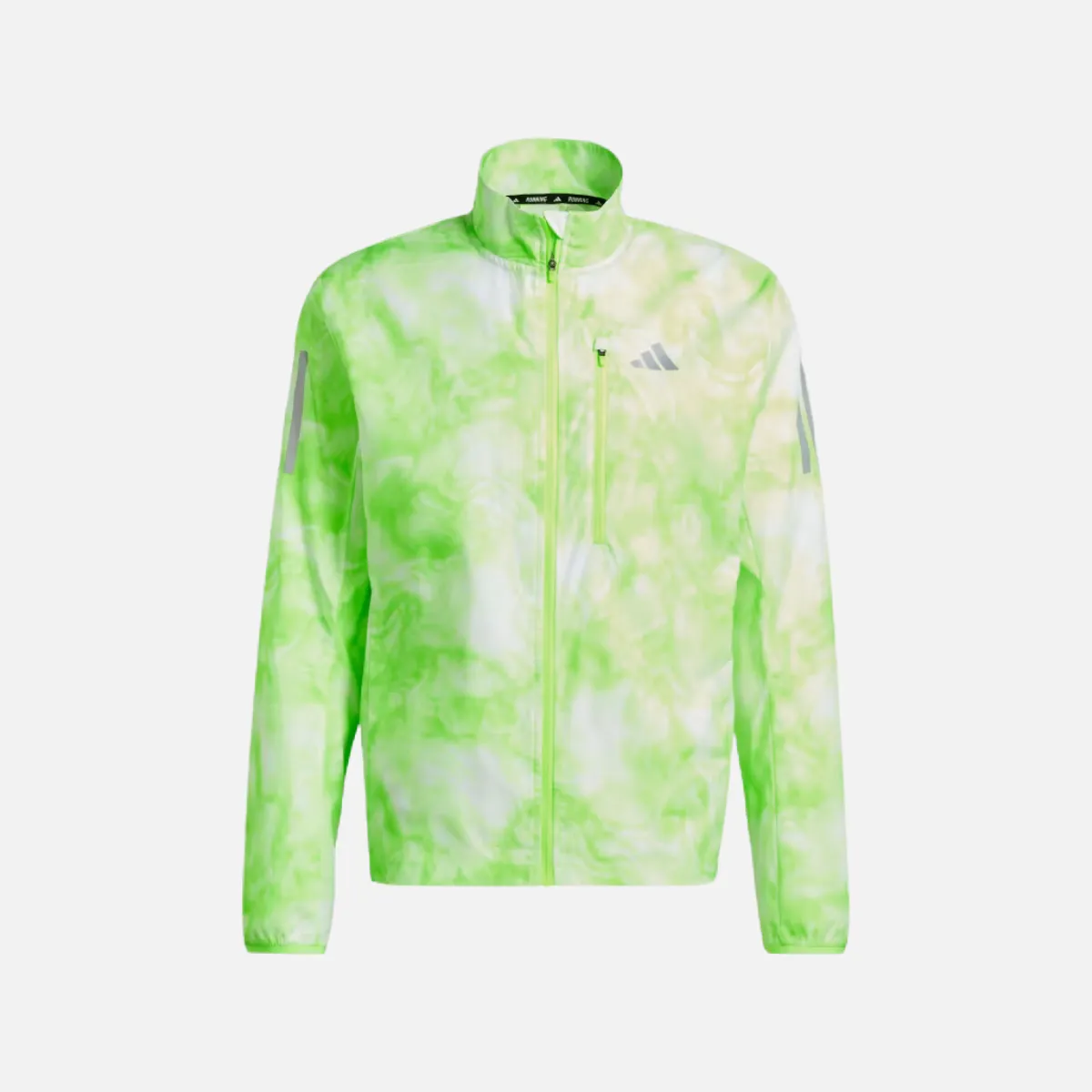 Adidas Own The Run Allover Print Men's Running Jacket - White/Lucid Lemon