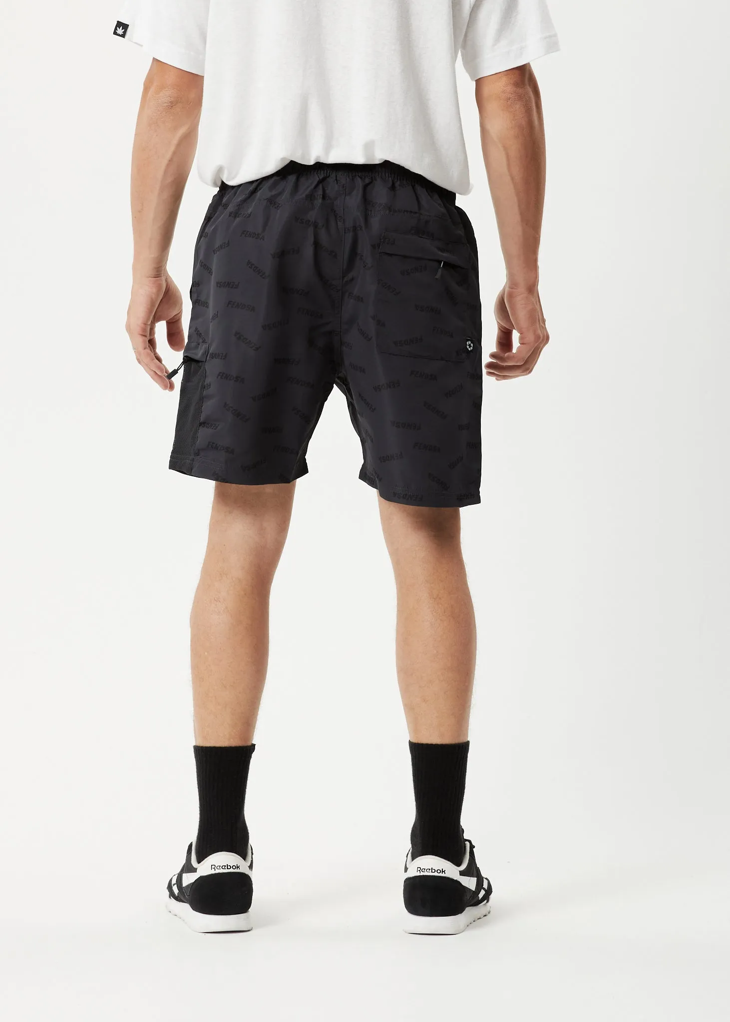 AFENDS Mens Fendsa - Elastic Waist Spray Shorts - Charcoal