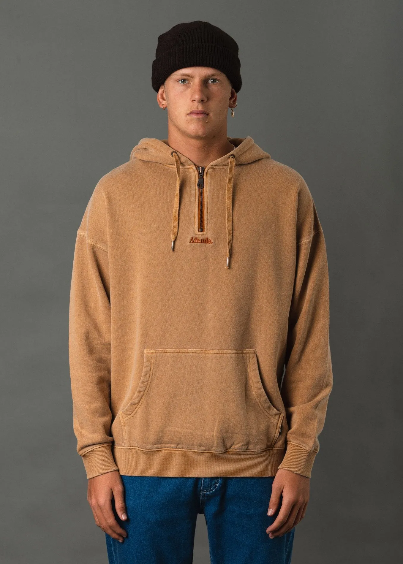 Afends Mens Nylon - Half Zip Pull On Hood