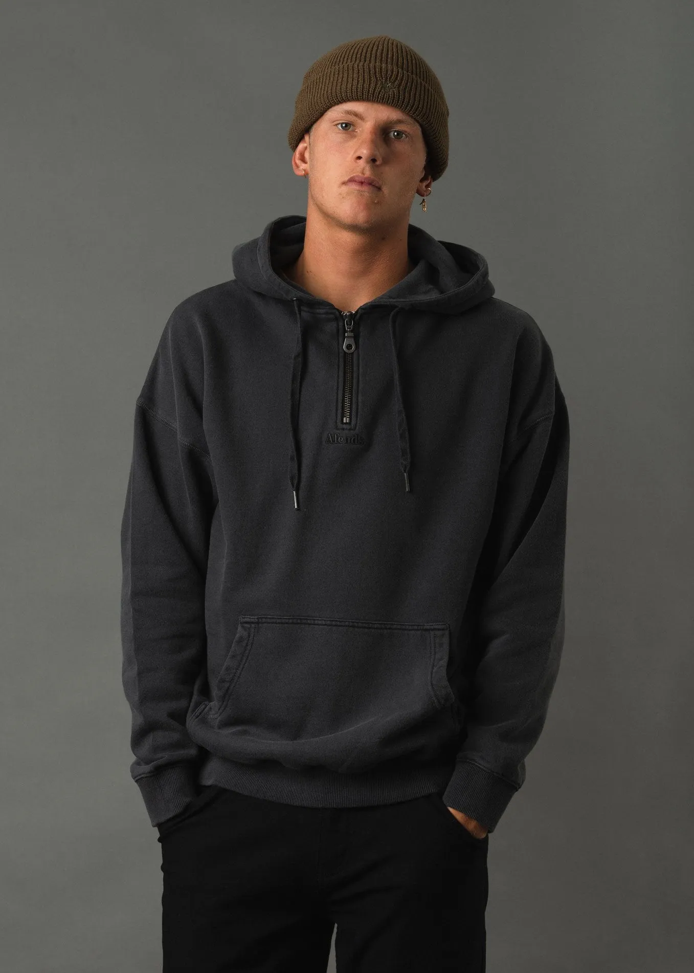 Afends Mens Nylon - Half Zip Pull On Hood