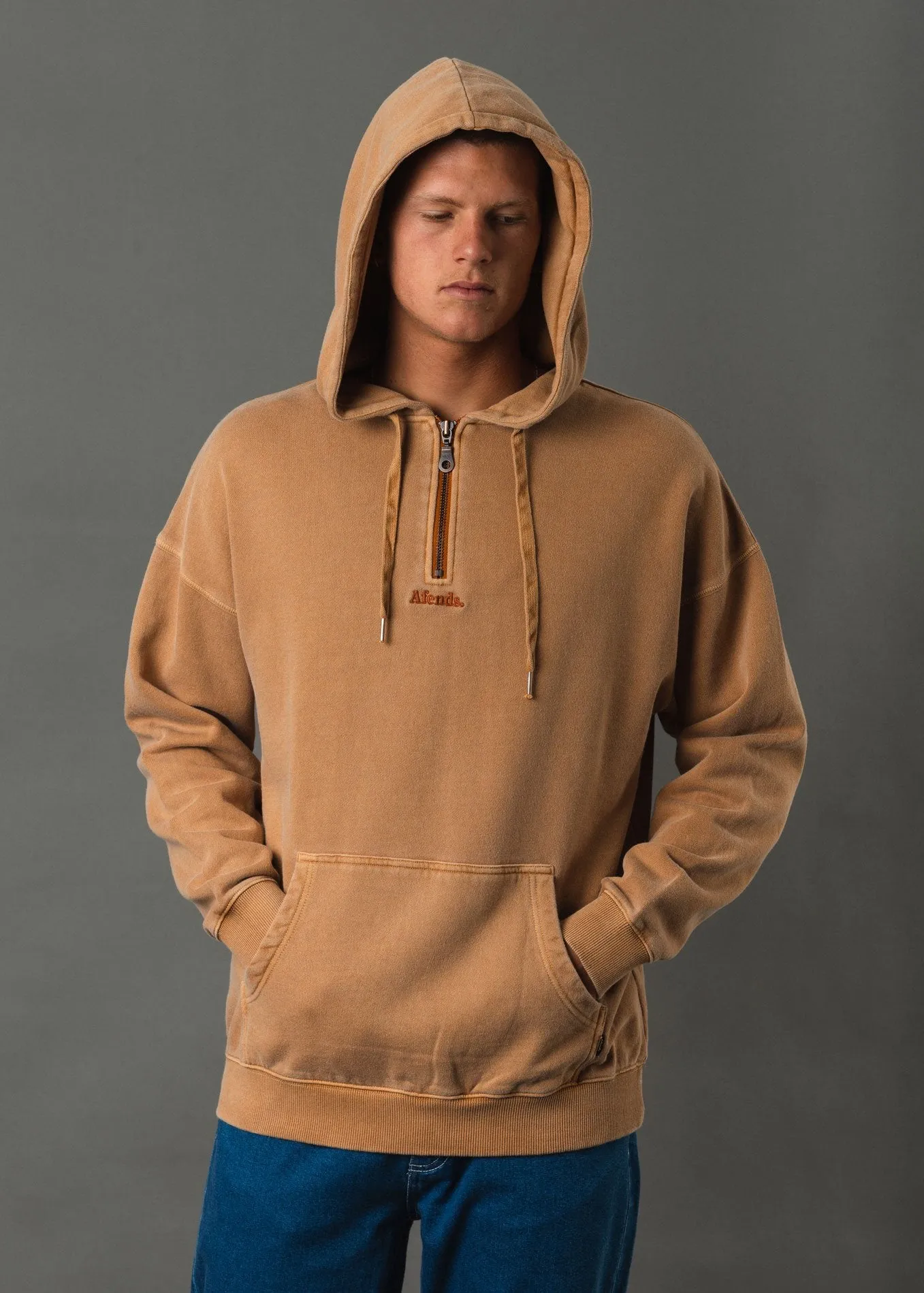 Afends Mens Nylon - Half Zip Pull On Hood