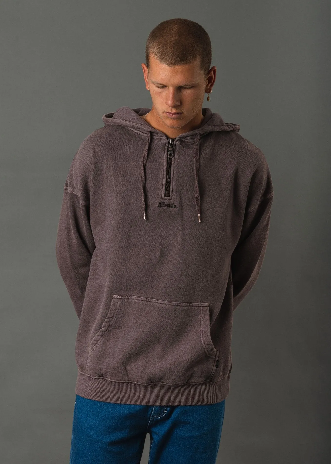 Afends Mens Nylon - Half Zip Pull On Hood