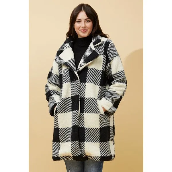 ALASKA CHECK TEDDY FUR COAT