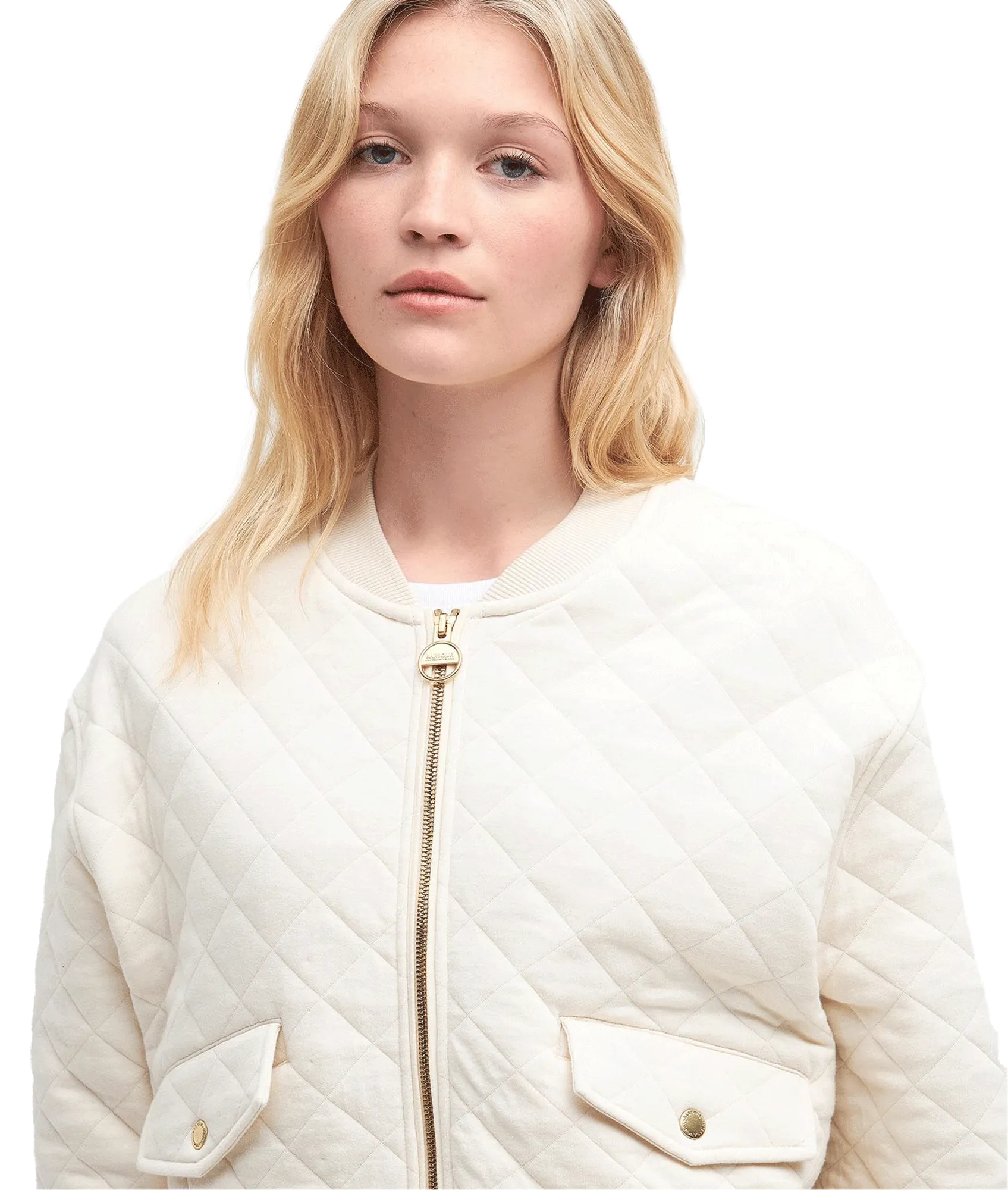 Alicia Quilted Bomber Jacket - Cream