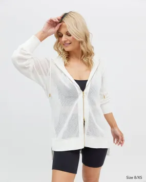 Alora Long Mesh Jacket - White