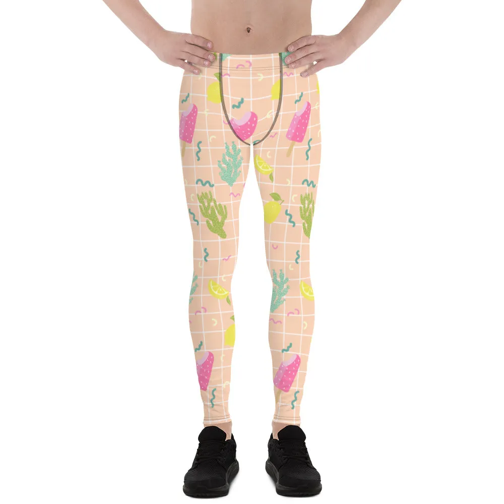 Arizona Lemon Cactus Meggings, Designer Men's Running Leggings Pants-Made in USA/MX/EU