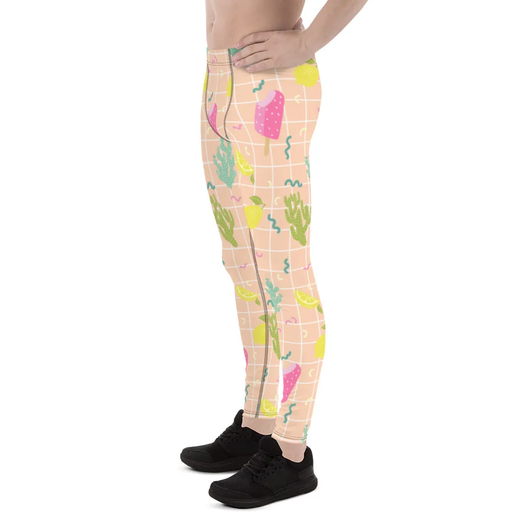 Arizona Lemon Cactus Meggings, Designer Men's Running Leggings Pants-Made in USA/MX/EU