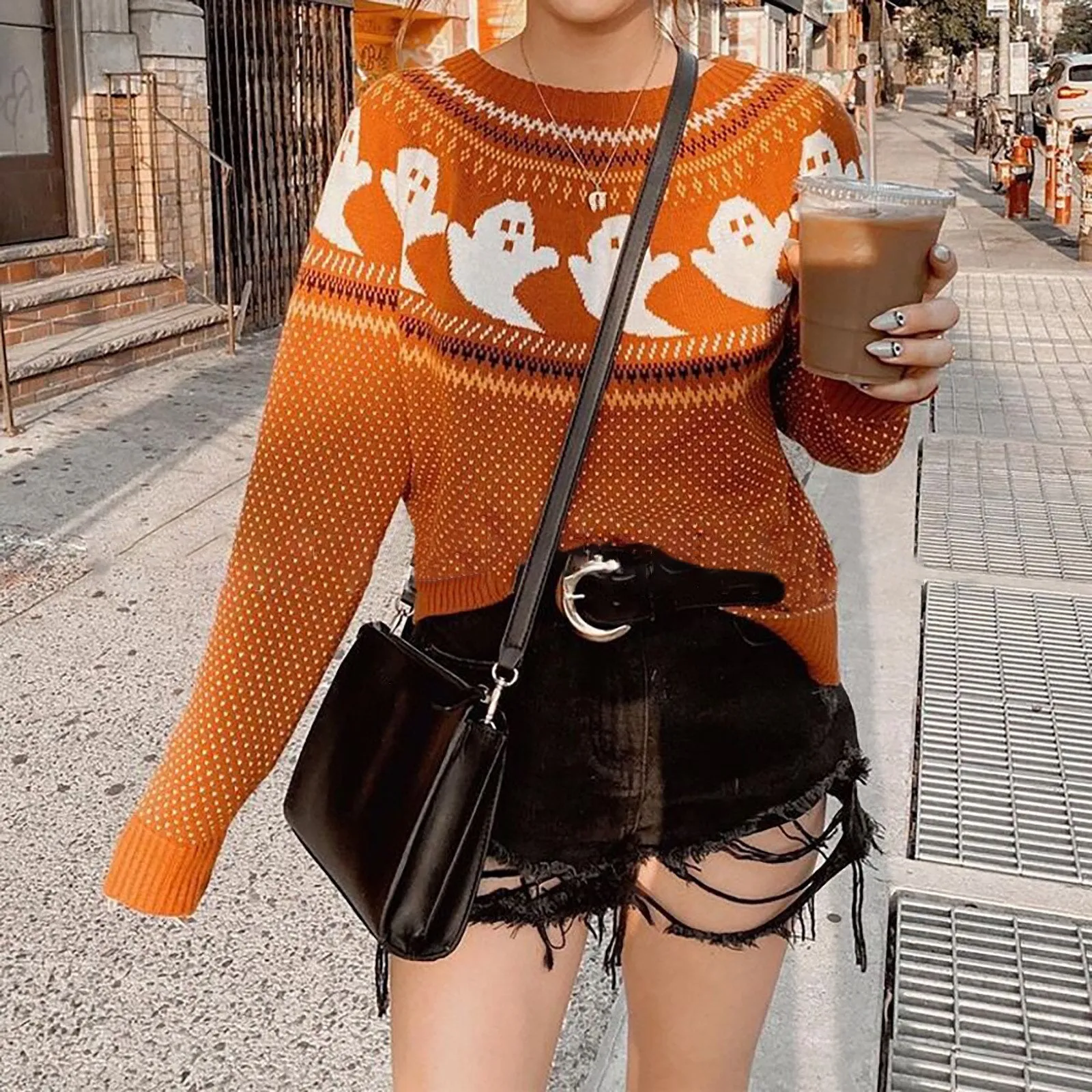 Ashore Shop Womens Halloween Knitted Autumn Pullover Sweater Long Sleeve