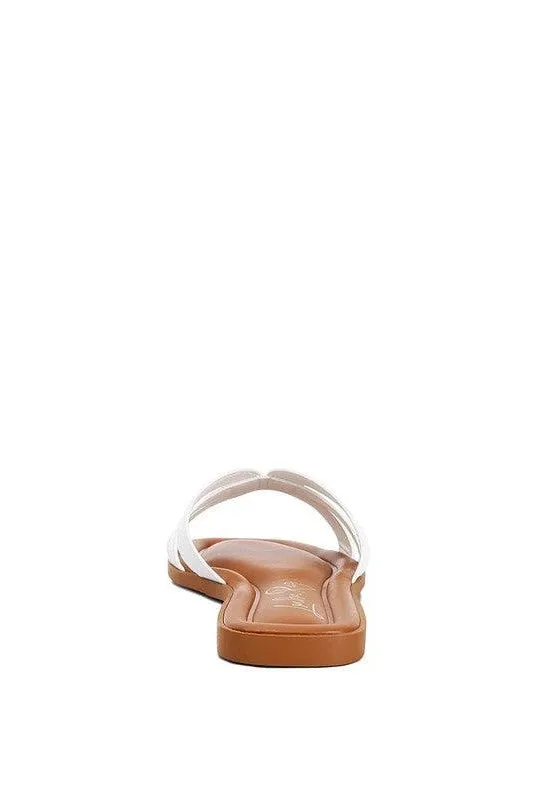 Aura Faux Leather Flat Sandals