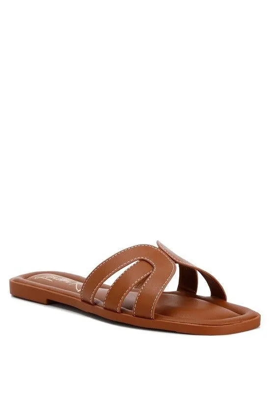 Aura Faux Leather Flat Sandals