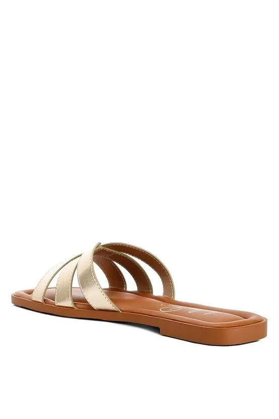 Aura Faux Leather Flat Sandals