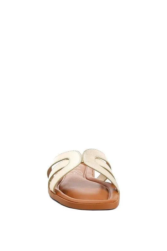 Aura Faux Leather Flat Sandals