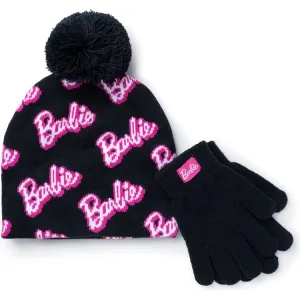 Barbie 2-Piece Hat & Gloves Set - Black/Pink