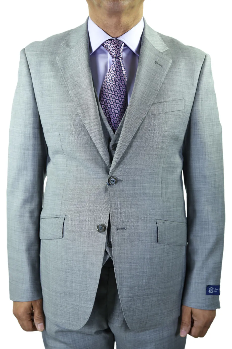 Berragamo "Elegant" Grey Sharkskin 3-Piece Slim Fit Suit