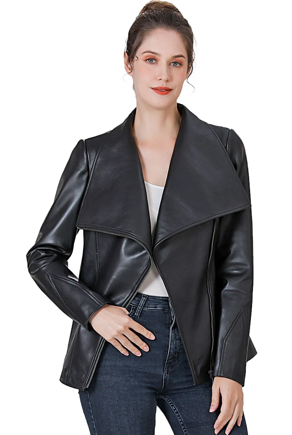 BGSD Women Mara Lambskin Leather Jacket