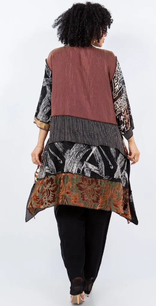 Black & Sienna Sunheart  Zen Boho Tunic Top Jacket Hippie Chic Resort Wear Sml-2X