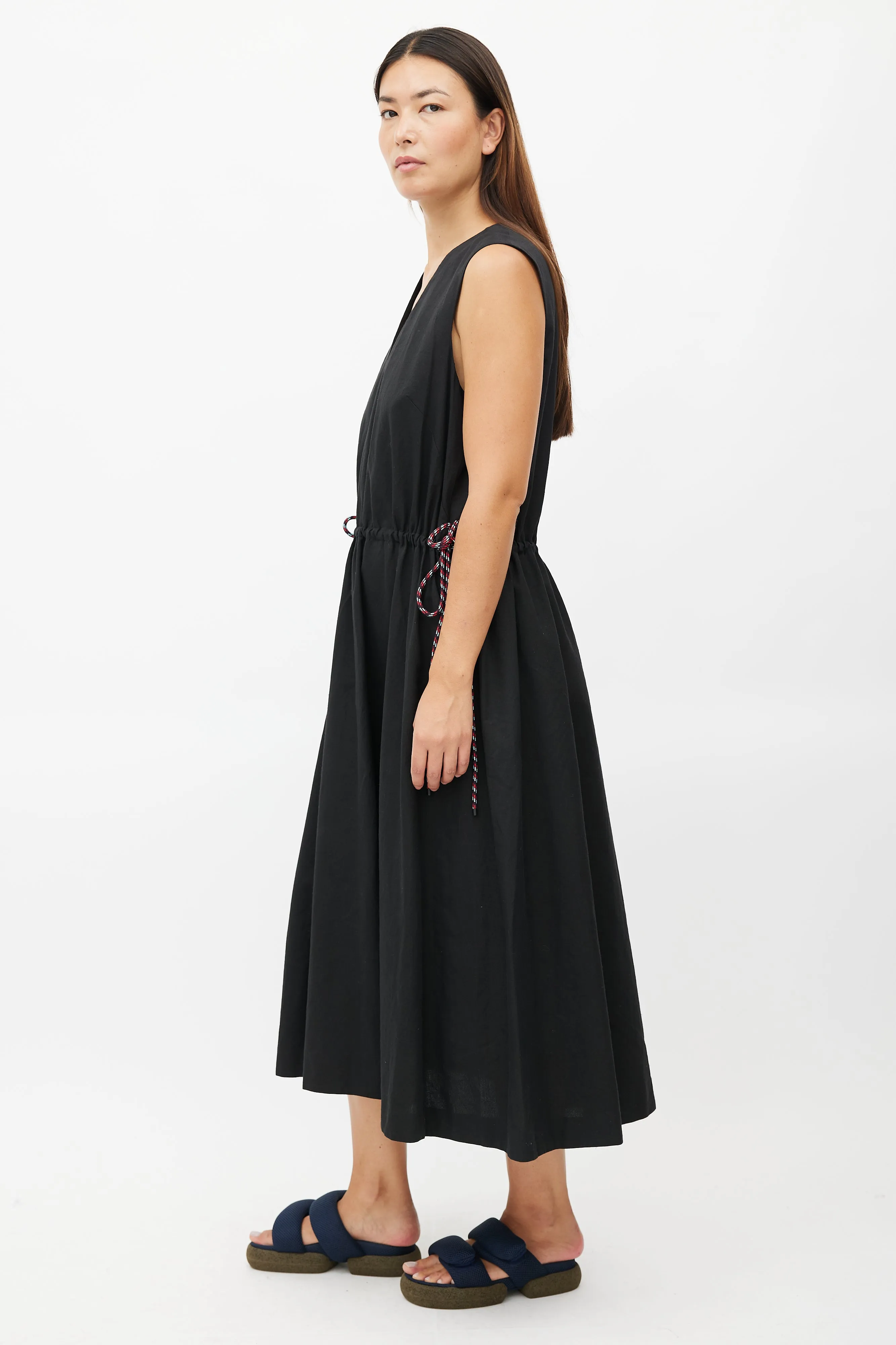 Black Drawstring Maxi Dress