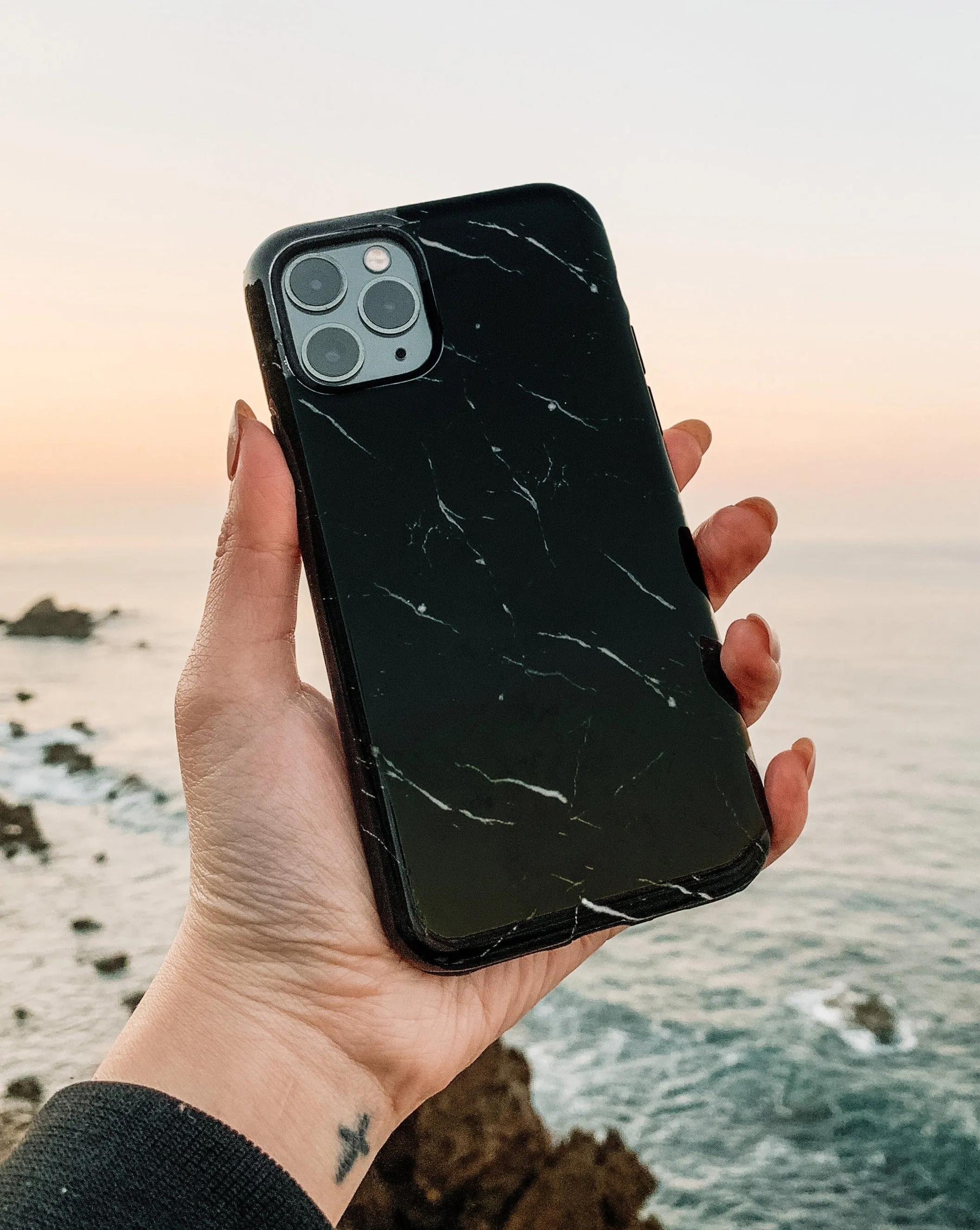 Black Marble Phone Case Double Layer