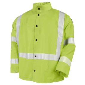 Black Stallion Safety Welding Jacket w/ FR Reflective Tape, Safety Lime - JF1012-LM