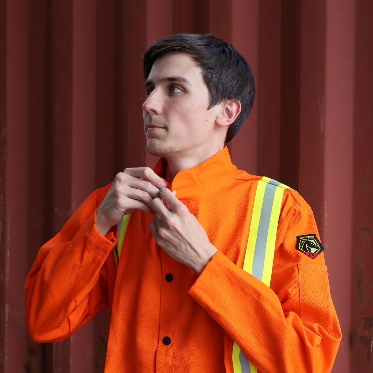 Black Stallion Safety Welding Jacket w/ FR Triple Trim Tape - JF1010