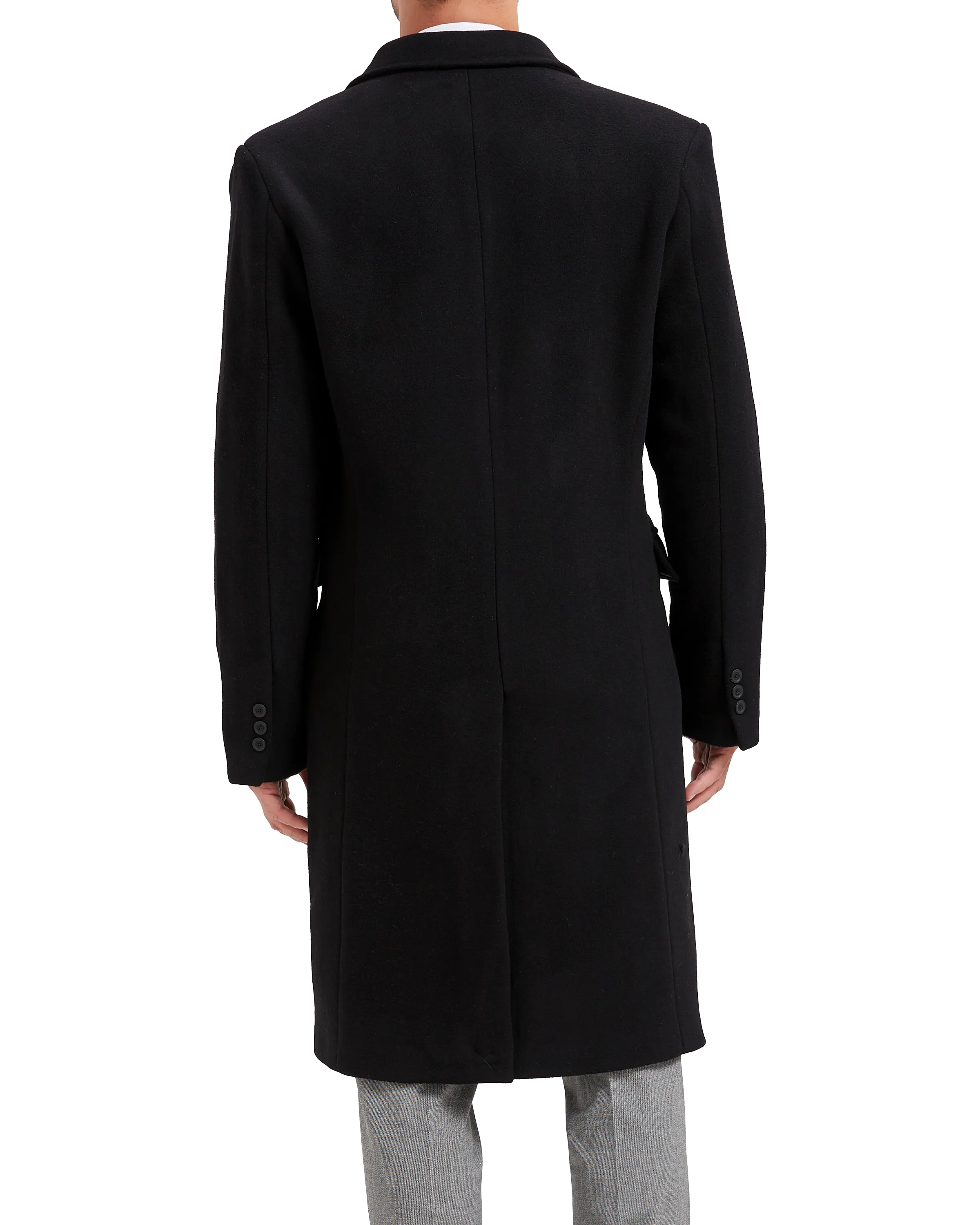 Black Wool Cashmere Bond Overcoat Black Lining