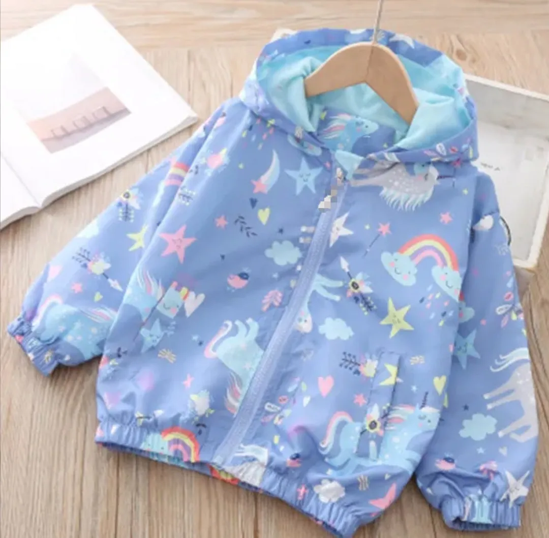 Blue Unicorn Rainbow Windbreaker Jacket #1001099