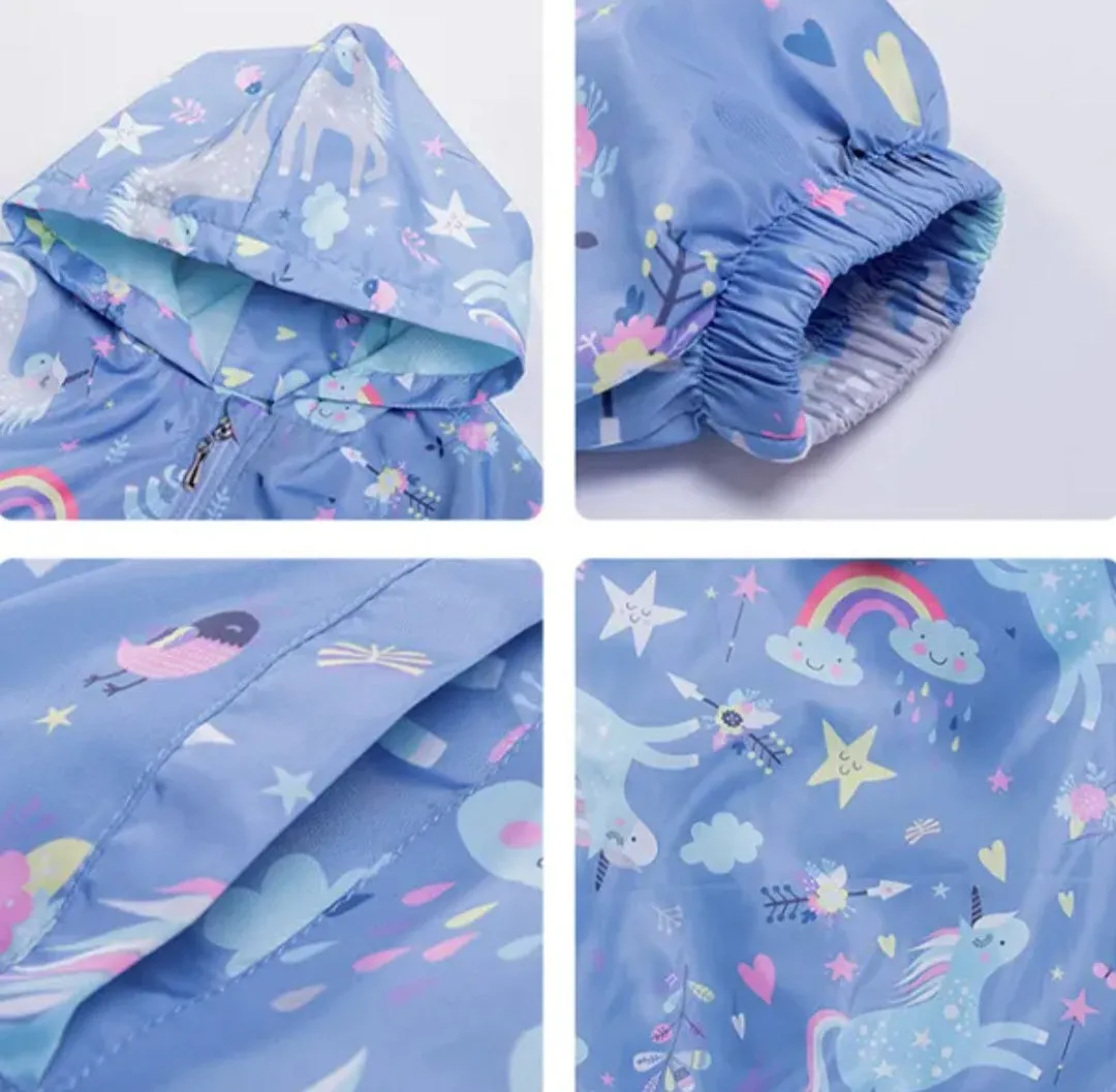 Blue Unicorn Rainbow Windbreaker Jacket #1001099