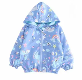 Blue Unicorn Rainbow Windbreaker Jacket #1001099