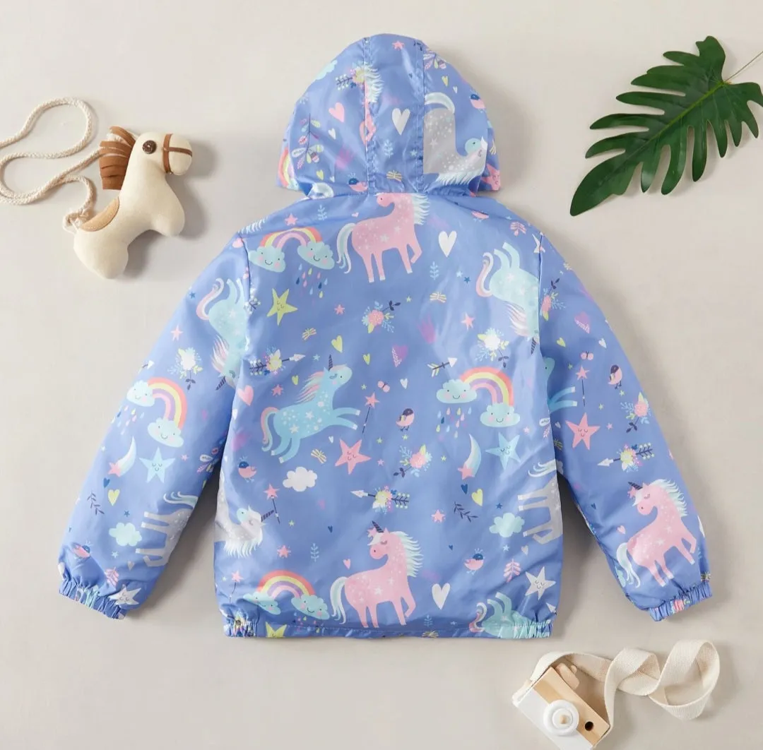 Blue Unicorn Rainbow Windbreaker Jacket #1001099