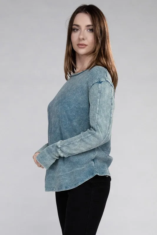 Bohemian Washed Baby Waffle Long Sleeve Top