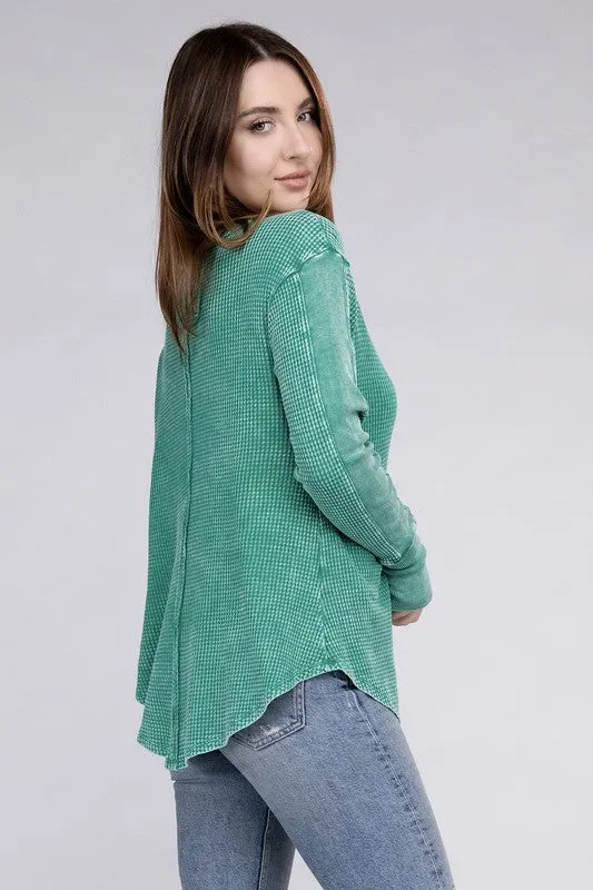 Bohemian Washed Baby Waffle Long Sleeve Top