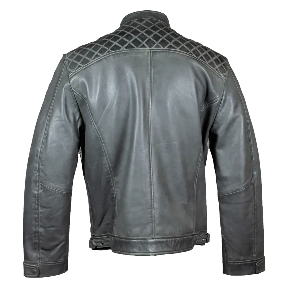 BOL Men's Quilted Shoulders Leather Jacket