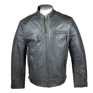 BOL Men's Quilted Shoulders Leather Jacket