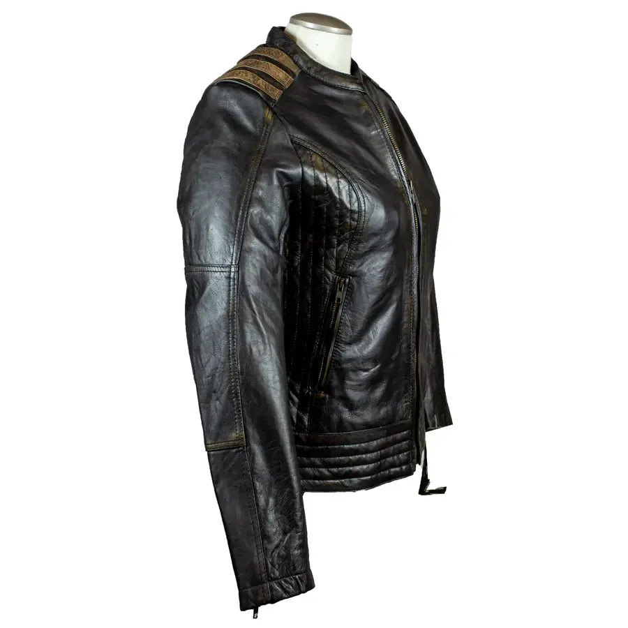 BOL Women's Racer Style Leather Jacket