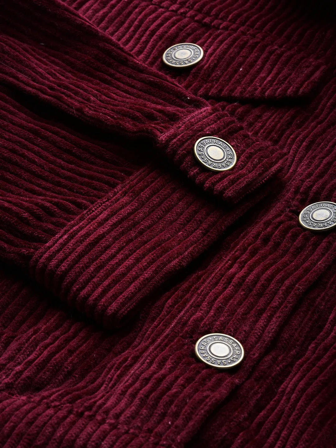 Burgundy Corduroy Boxy Jacket