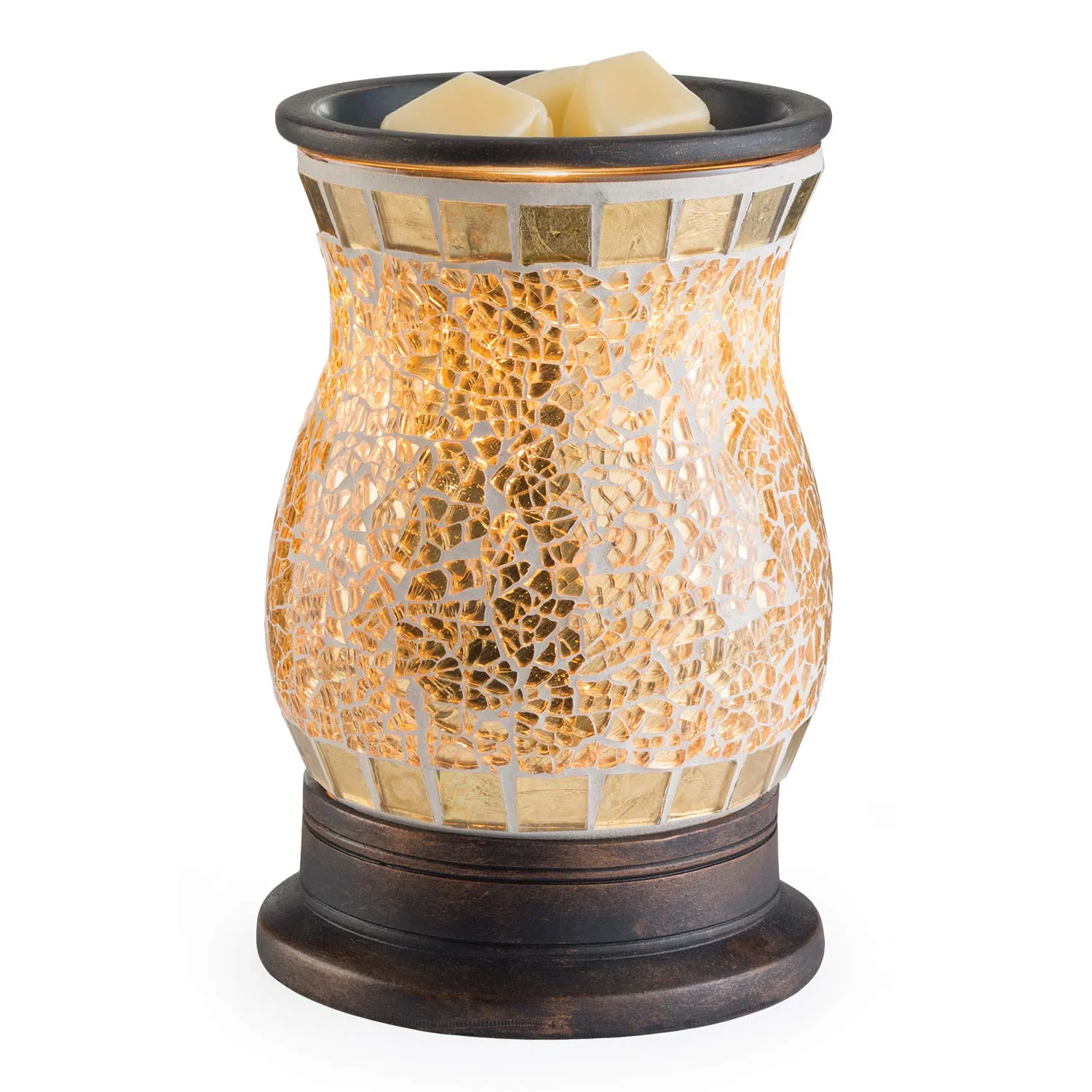 Candle Warmers Etc. Illumination Fragrance Warmer- Light-Up Warmer for Warming Scented Candle Wax Melts and Tarts or to Freshen Room, Gilded Glass