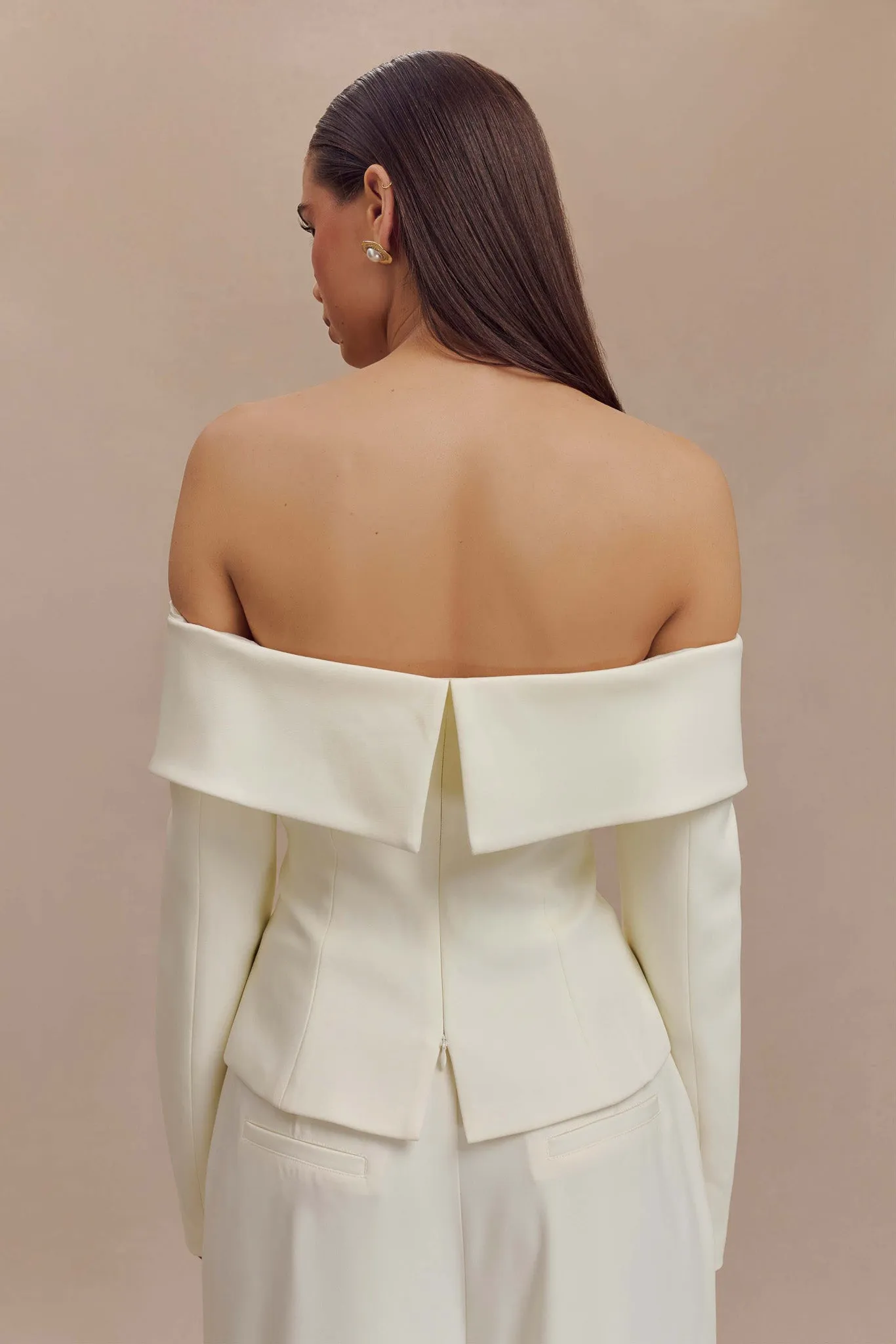 Celene Off Shoulder Jacket - Ivory