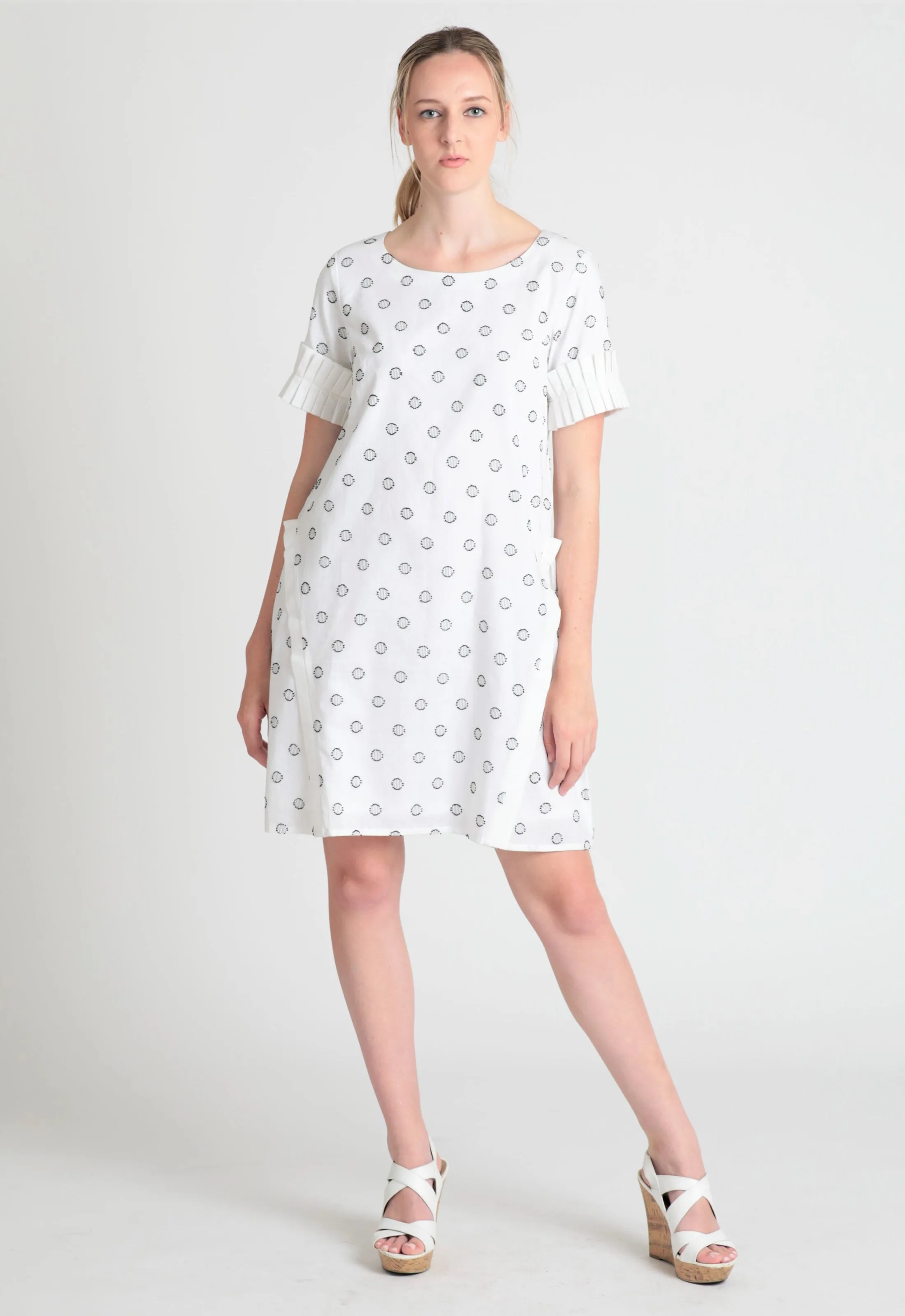 Circles dobby cotton shift dress