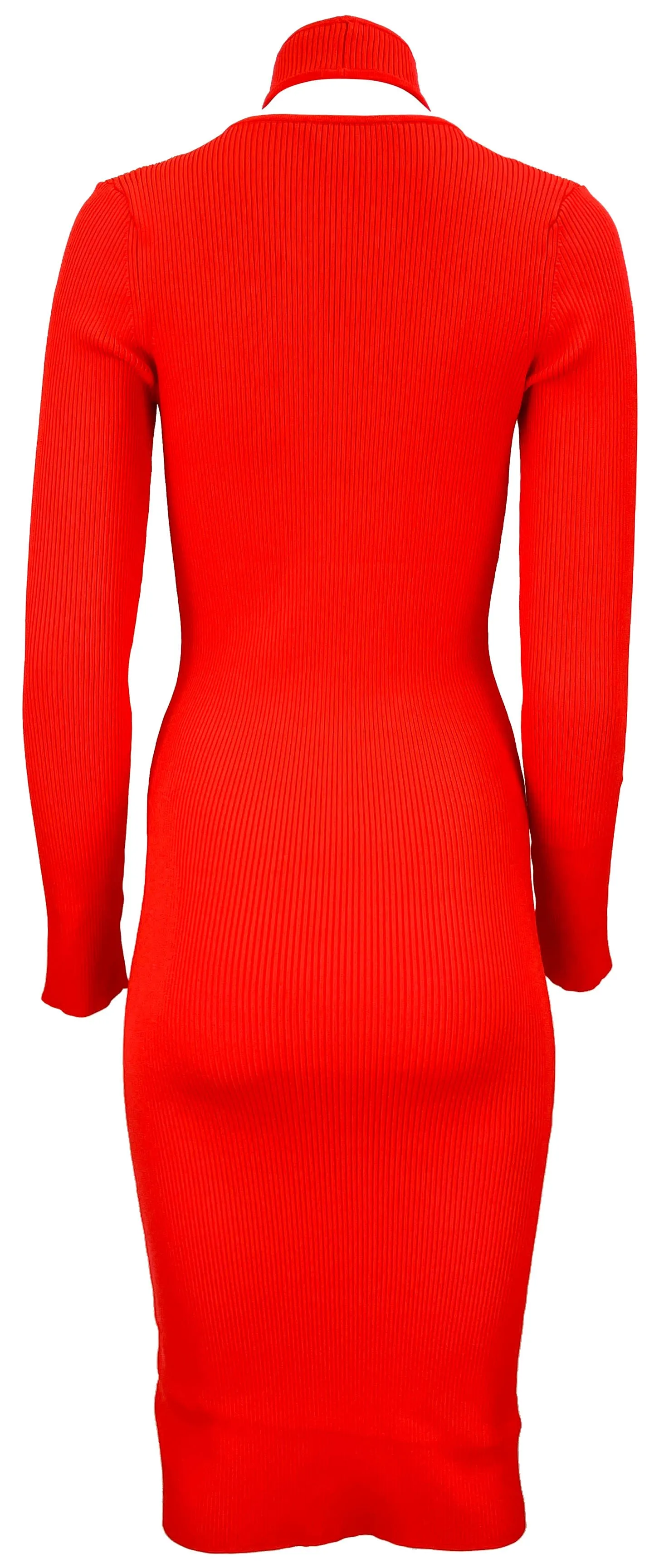 Coperni Cut-Out Rib Knit Dress in Flame Red