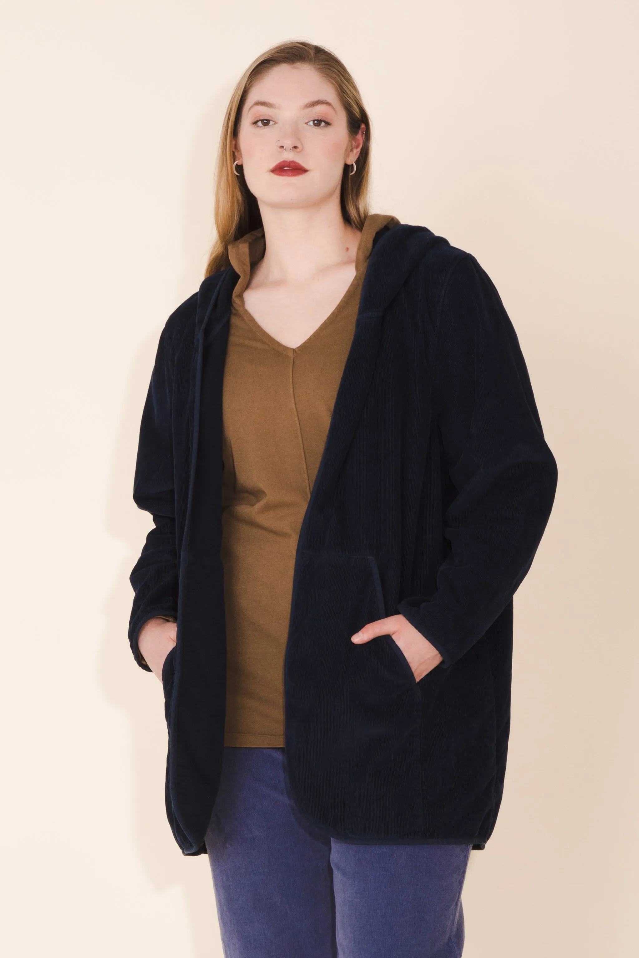 Cord Hover Coat in 12AM