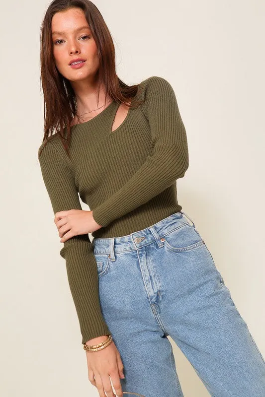 Cut Out Long Sleeve Sweater Top